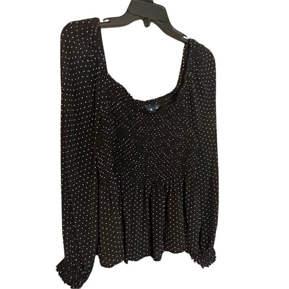 Gap women’s smocked ruffle square neck polka dot boho prairie top shirt Large - Picture 1 of 9